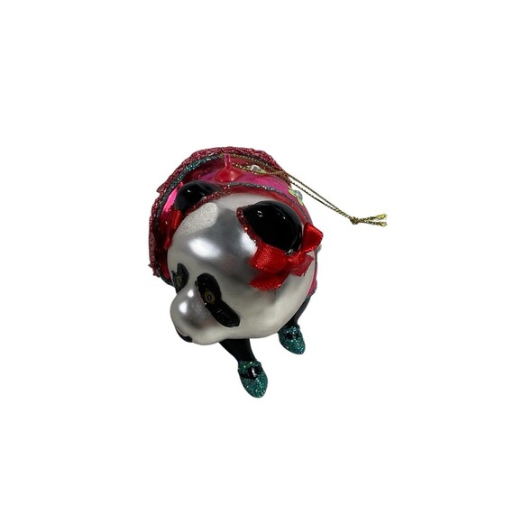 Festive Panda Hand Blown Glass Christmas Ornament - BestPysanky - EUC - Picture 6 of 8